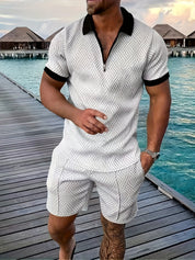 Men's Geometric Zip-Up Short Set 7
