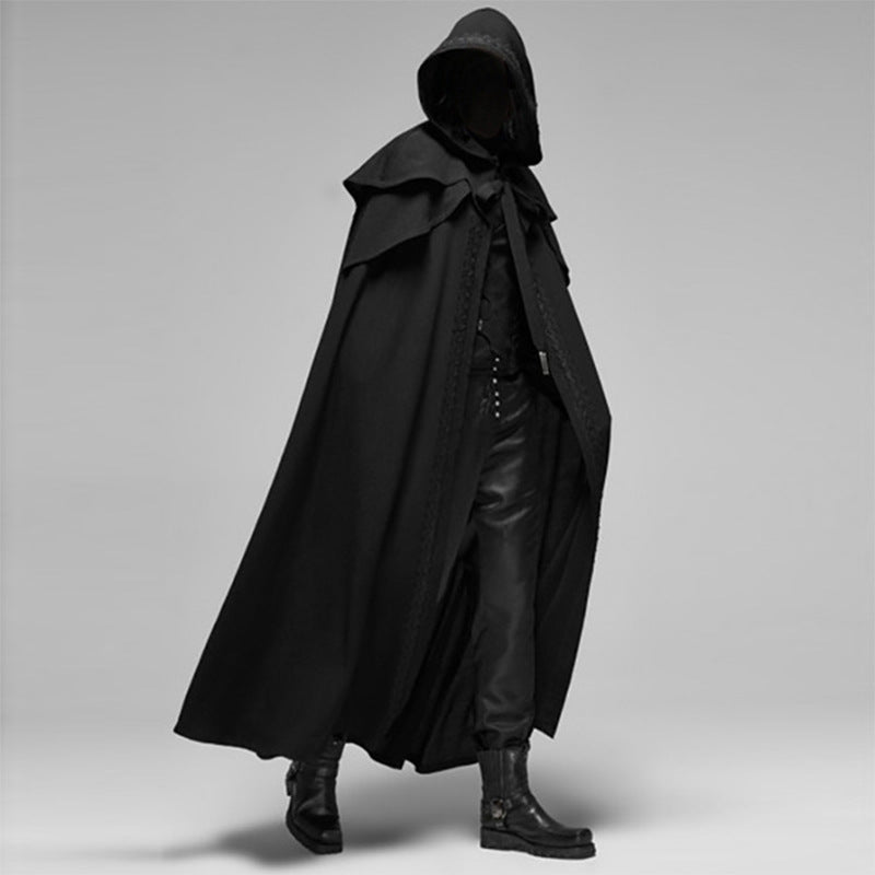 Men's Hooded Cloak for Costume Parties, Medieval Themes, and Everyday Wear 0