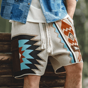 Men's Jacquard Knit Shorts with Adjustable Drawstring and Cargo Pocket 2
