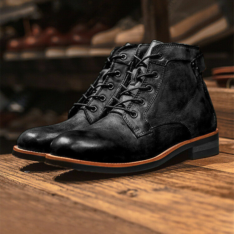 Men's Leather Boots - Durable Lace-Up Design for Comfort and Versatile Style 0