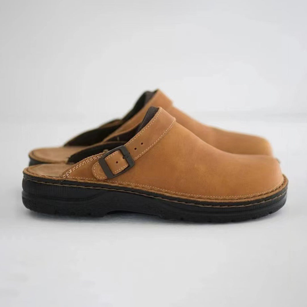 Men's Leather Slippers for Comfortable Indoor and Outdoor Use 0