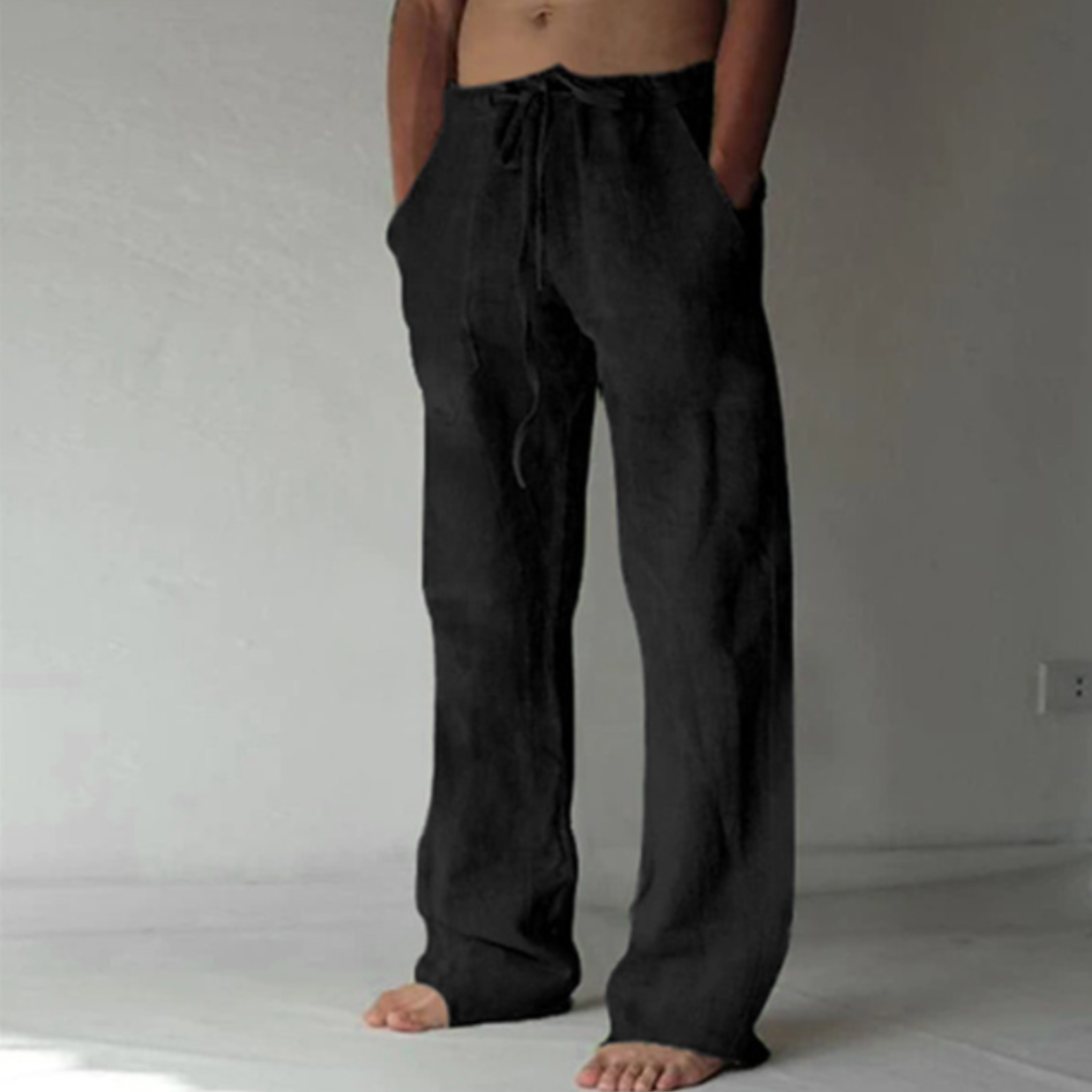 Men's Linen Pants with Drawstring - Relaxed Fit for Summer Comfort 0
