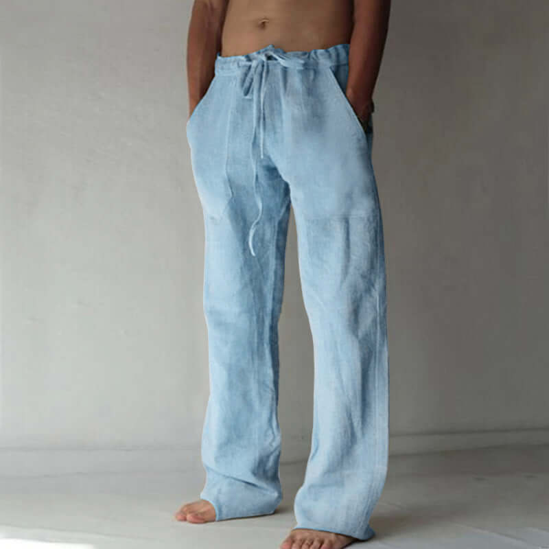 Men's Linen Pants with Drawstring - Relaxed Fit for Summer Comfort 1