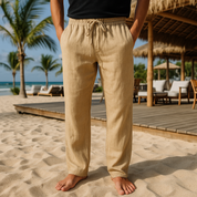 Men's Linen Pants with Drawstring - Relaxed Fit for Summer Comfort 2