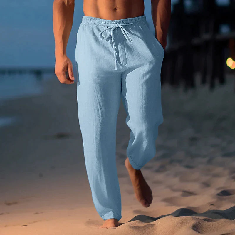 Men's Linen Pants with Drawstring for Summer Comfort and Relaxed Fit 0