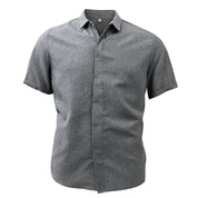 Men's Linen Shirt - Short Sleeve Cotton Blend for Summer Casual Style 7