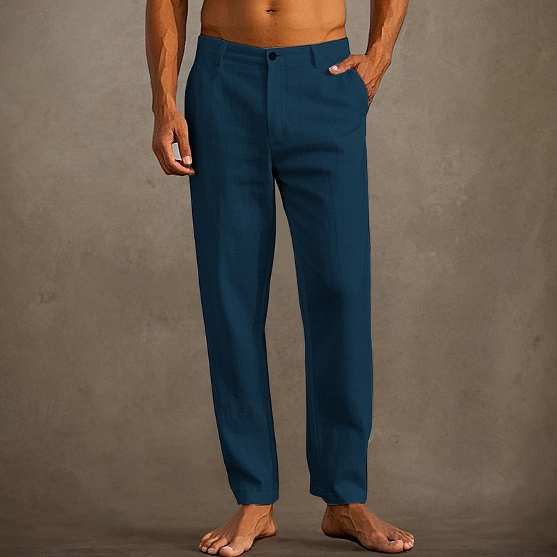 Men's Linen Summer Pants - Lightweight and Breathable Relaxed Fit 1