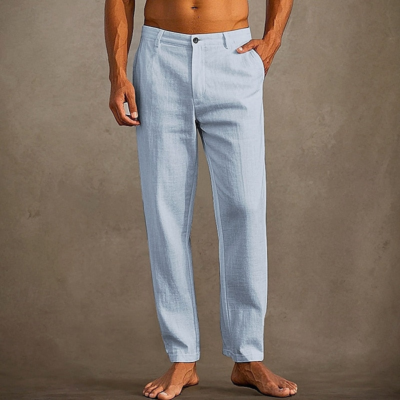 Men's Linen Summer Pants - Lightweight and Breathable Relaxed Fit 7