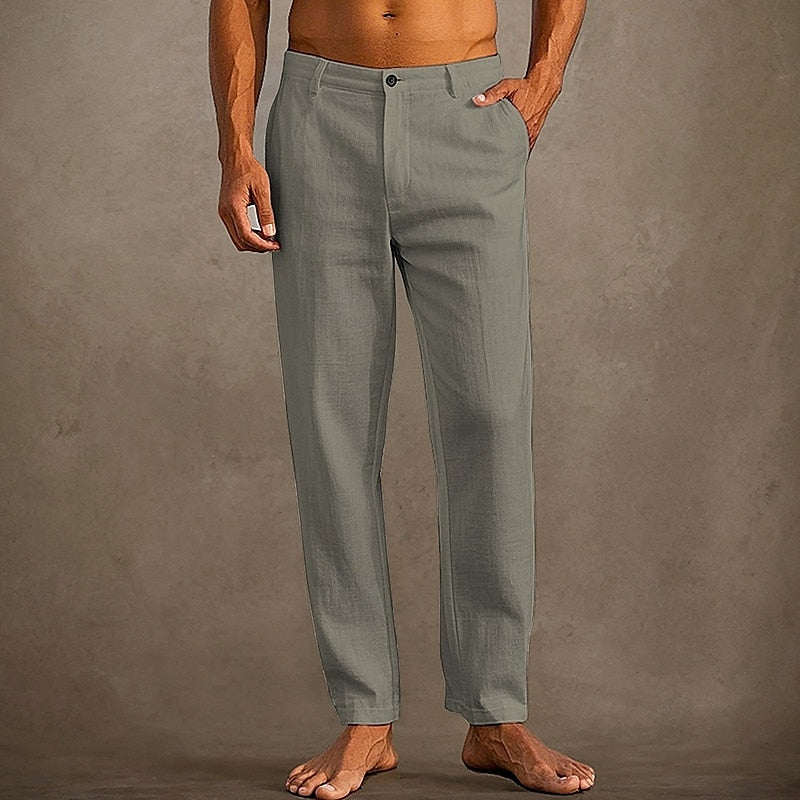Men's Linen Summer Pants - Lightweight and Breathable Relaxed Fit 8