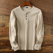 Men's Long Sleeve Henley Shirt - Casual Relaxed Fit Comfortable Top 0