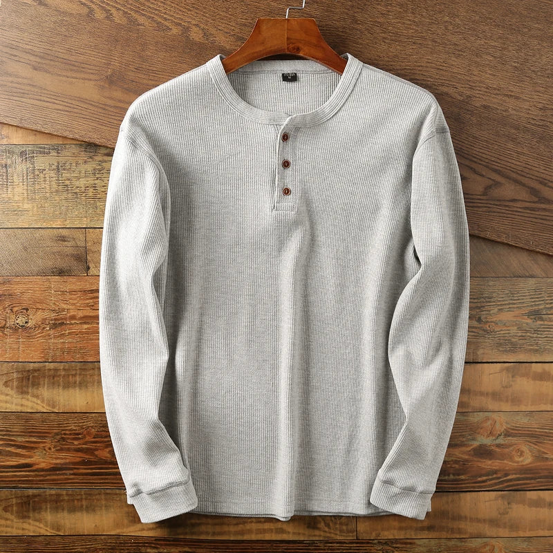 Men's Long Sleeve Henley Shirt - Casual Relaxed Fit Comfortable Top 1