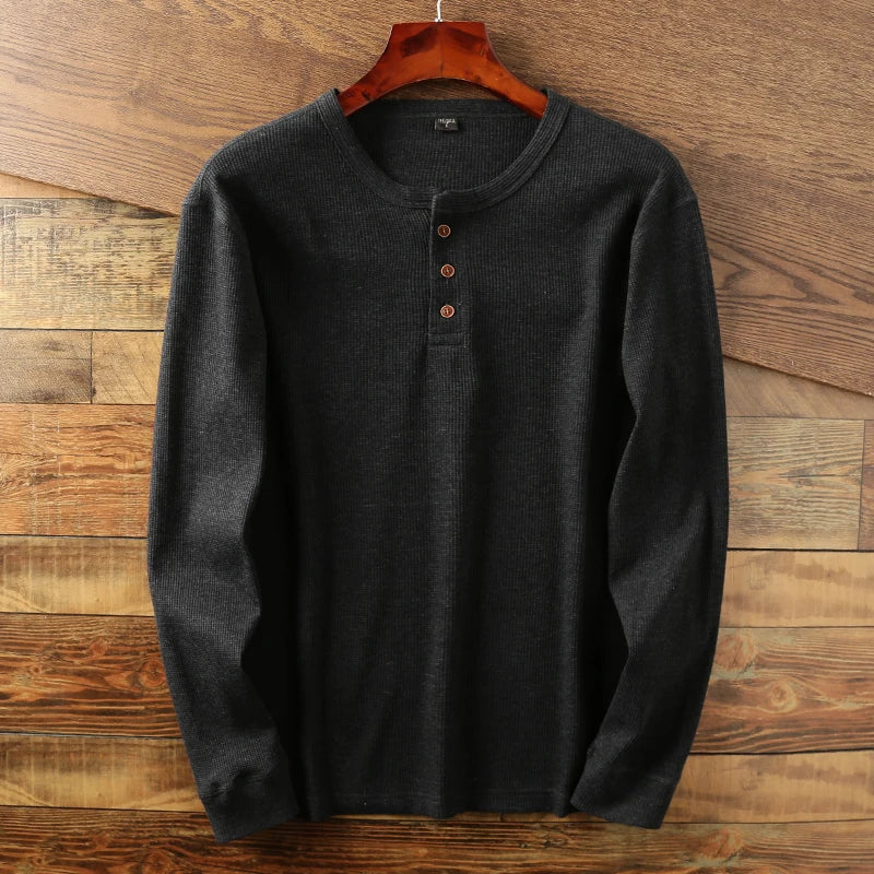 Men's Long Sleeve Henley Shirt - Casual Relaxed Fit Comfortable Top 2