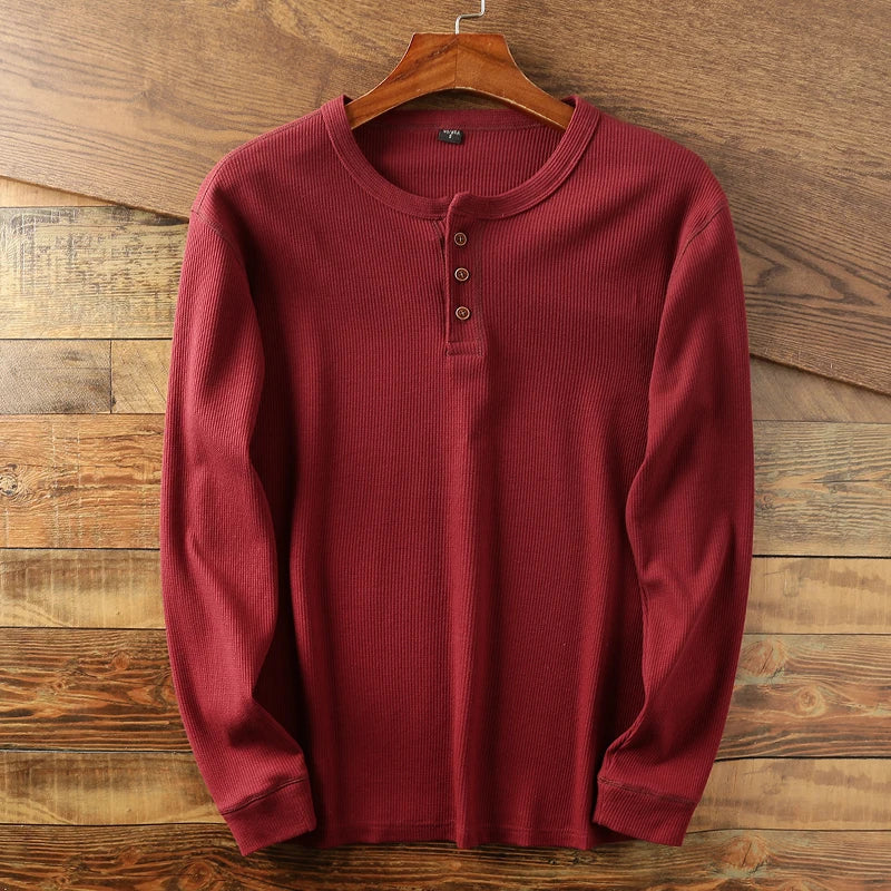 Men's Long Sleeve Henley Shirt - Casual Relaxed Fit Comfortable Top 3