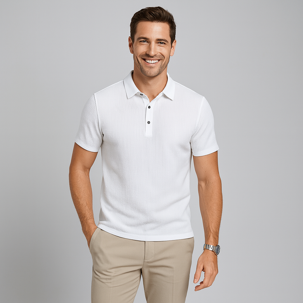 Men's Long Sleeve Polo Shirt - Structured Design for Casual or Office Wear12