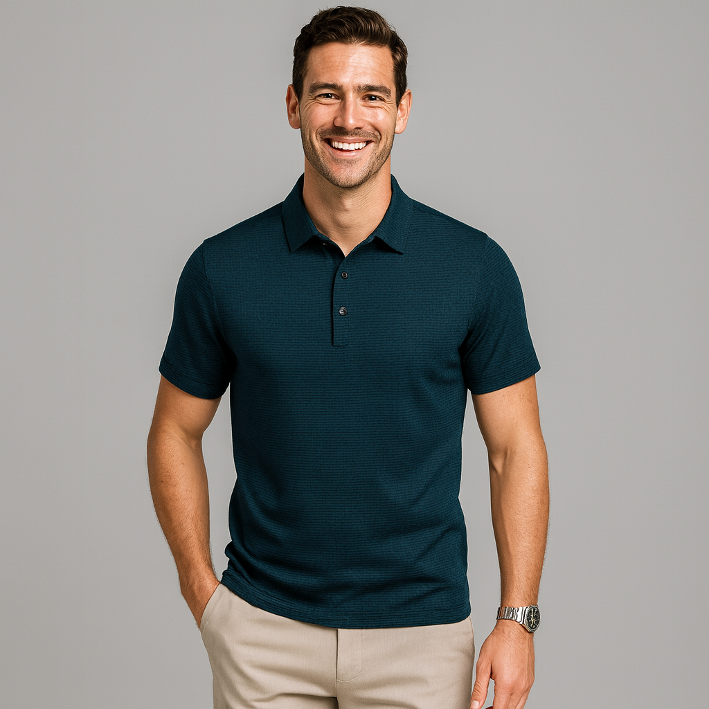 Men's Long Sleeve Polo Shirt - Structured Design for Casual or Office Wear123
