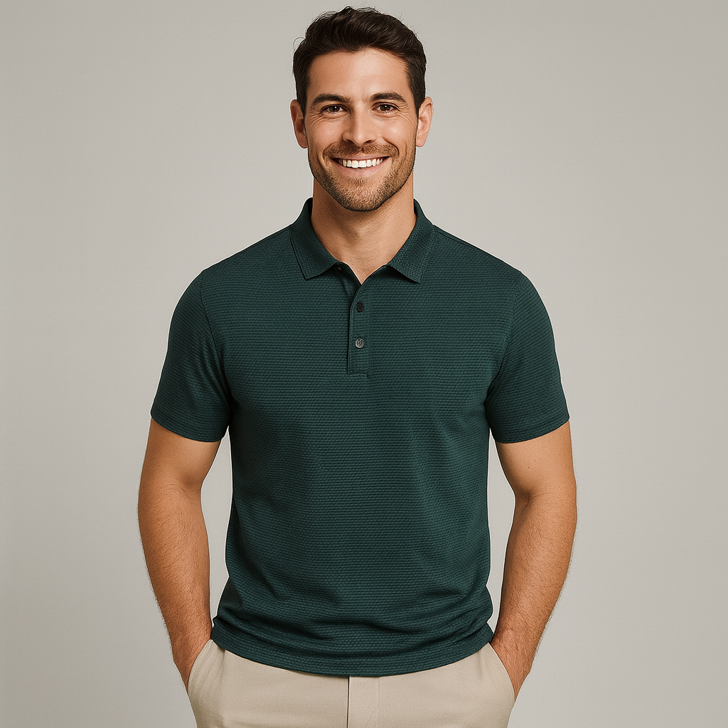 Men's Long Sleeve Polo Shirt - Structured Design for Casual or Office Wear123
