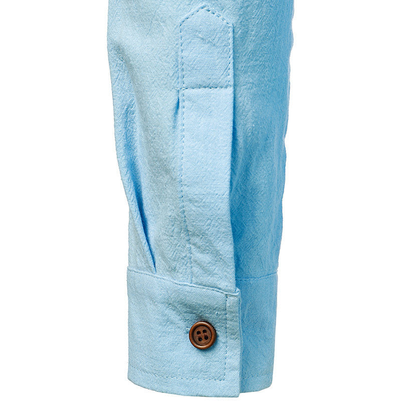 Men's Long Sleeve Vintage Linen Shirt - Breathable & Relaxed Fit 1