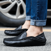 Men's Moccasins Shoes - Luxurious Leather Slip-On with Hand-Stitched Detailing 9