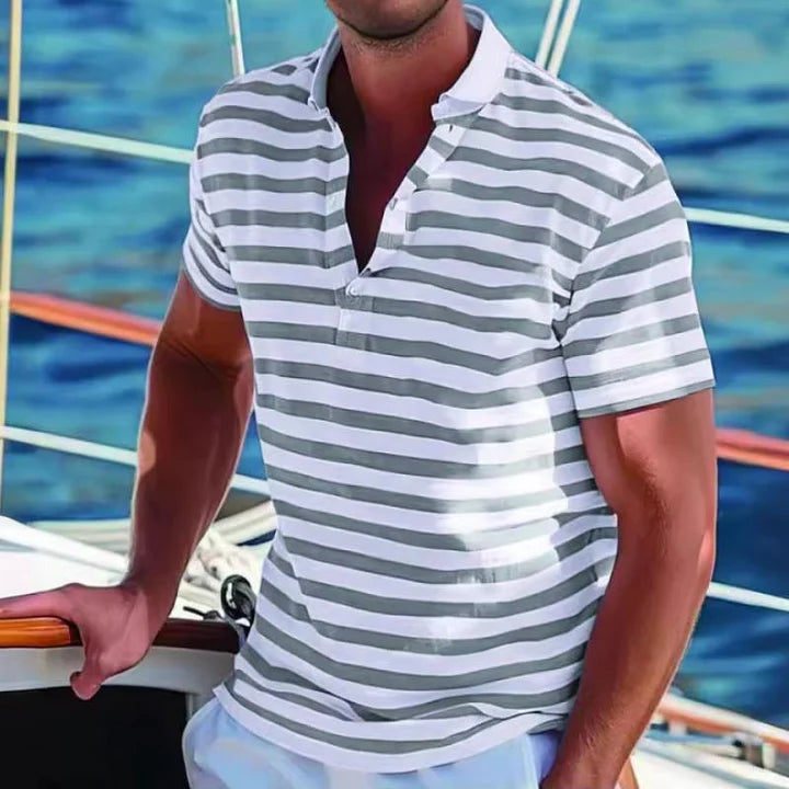 Men's Polo Shirt - Retro Striped Design, Lightweight, Relaxed Fit 2