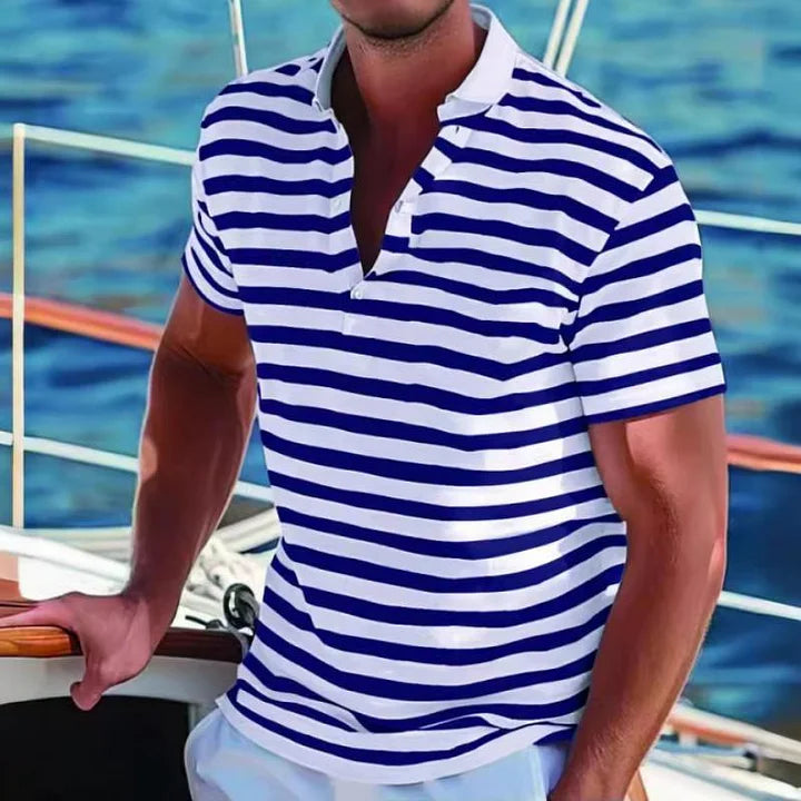 Men's Polo Shirt - Retro Striped Design, Lightweight, Relaxed Fit 4