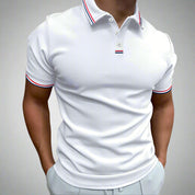 Men's Polo Shirt with Striped Collar - Short Sleeve Smart-Casual Style 1