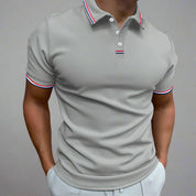 Men's Polo Shirt with Striped Collar - Short Sleeve Smart-Casual Style 2