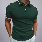 Men's Polo Shirt with Striped Collar - Short Sleeve Smart-Casual Style 5