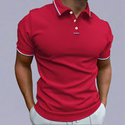 Men's Polo Shirt with Striped Collar - Short Sleeve Smart-Casual Style 6