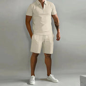 Men's Polo Shirts Set with Breathable Fabric and Matching Shorts 10