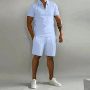 Men's Polo Shirts Set with Breathable Fabric and Matching Shorts 6