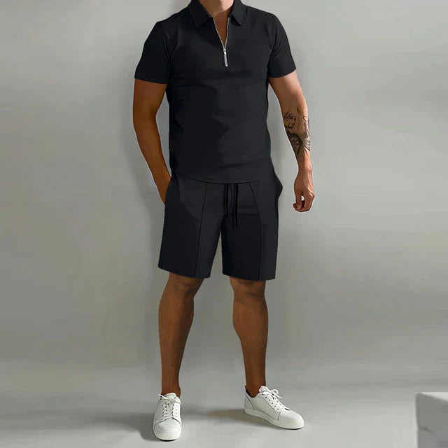 Men's Polo Shirts Set with Breathable Fabric and Matching Shorts 7