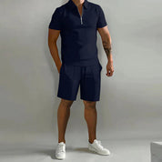 Men's Polo Shirts Set with Breathable Fabric and Matching Shorts 9