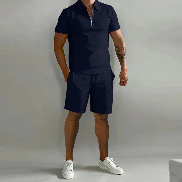 Men's Polo Shirts Set with Breathable Fabric and Matching Shorts 9