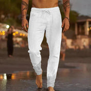 Men's Relaxed Fit Linen Pants - Comfortable Summer Trousers 0