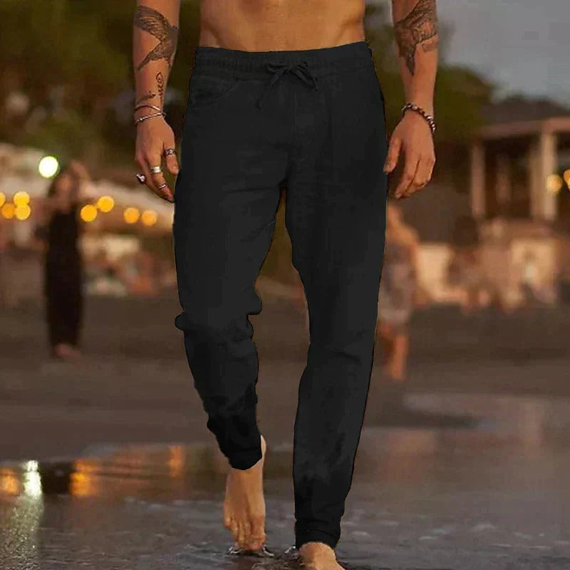 Men's Relaxed Fit Linen Pants - Comfortable Summer Trousers 3