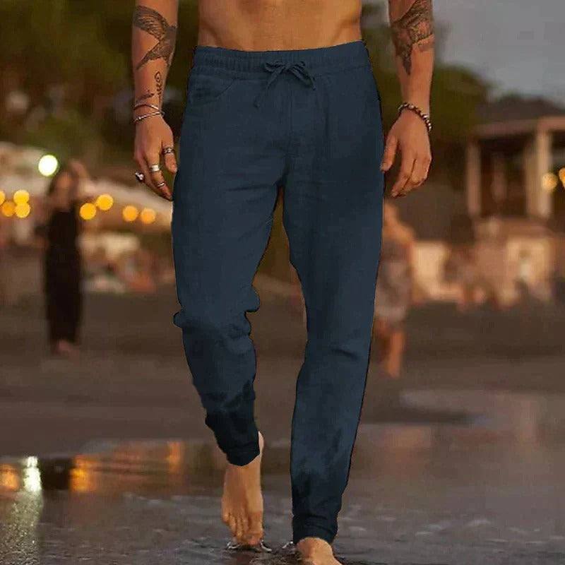 Men's Relaxed Fit Linen Pants - Comfortable Summer Trousers 6