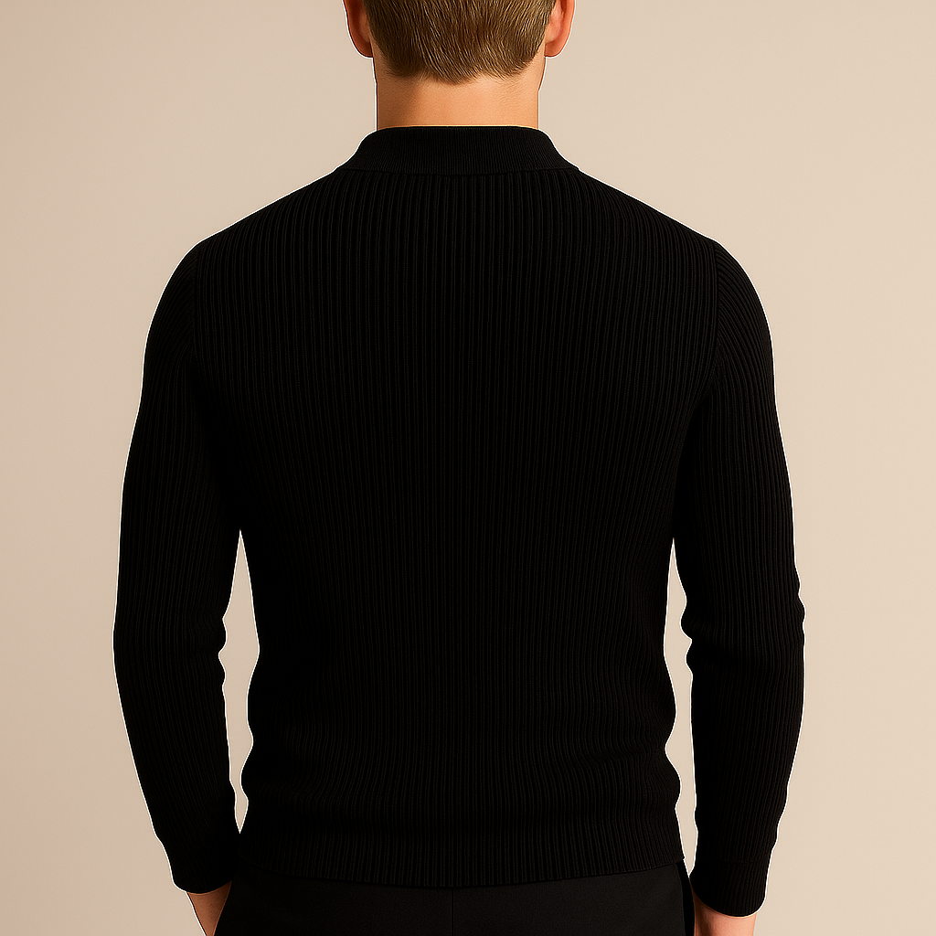 Men’s Retro Knit Sweater – Loose Fit Autumn Jumper-black2