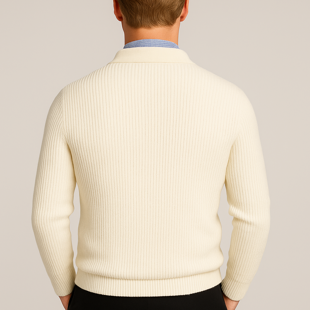 Men’s Retro Knit Sweater – Loose Fit Autumn Jumper-white2