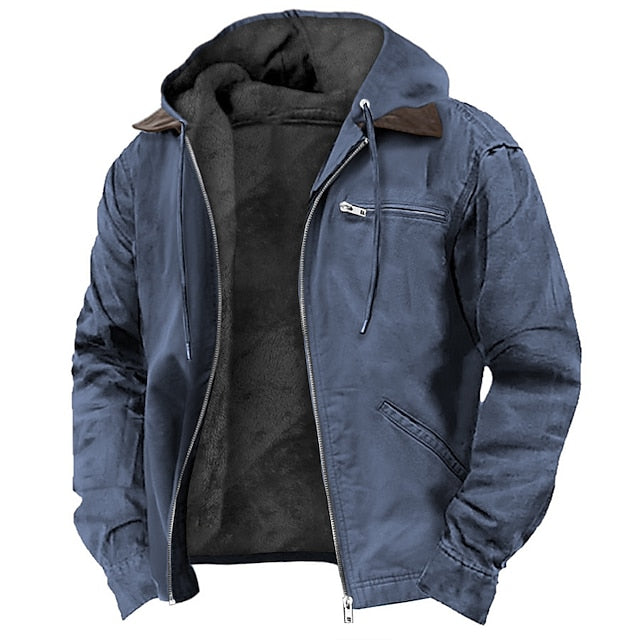 Men's Sherpa-Lined Fleece Jacket - Durable Hooded Work Coat for Winter 3