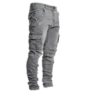 Men's Slim Fit Cargo Jeans with Elastic Waist and Cargo Pockets 4