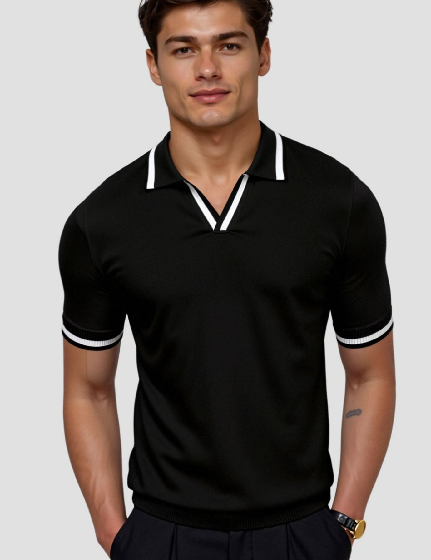 Men's Slim Fit Polo Shirt - Breathable Tailored Design for Casual & Semi-Formal Wear 7