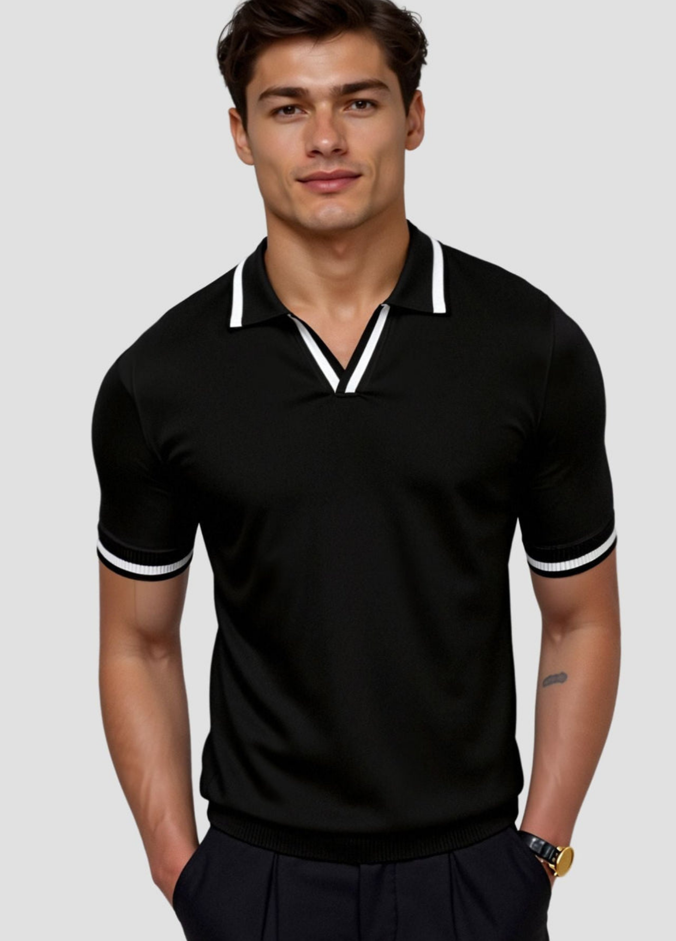 Men's Slim Fit Polo Shirt - Breathable Tailored Design for Casual & Semi-Formal Wear 7