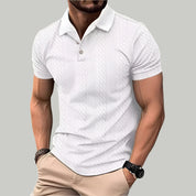 Men's Slim Fit Polo Shirt - Casual Chic Textured Fabric with Button Placket 2
