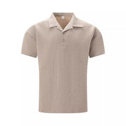 Men's Slim Fit Polo Shirt - Casual Chic Textured Fabric with Button Placket 3
