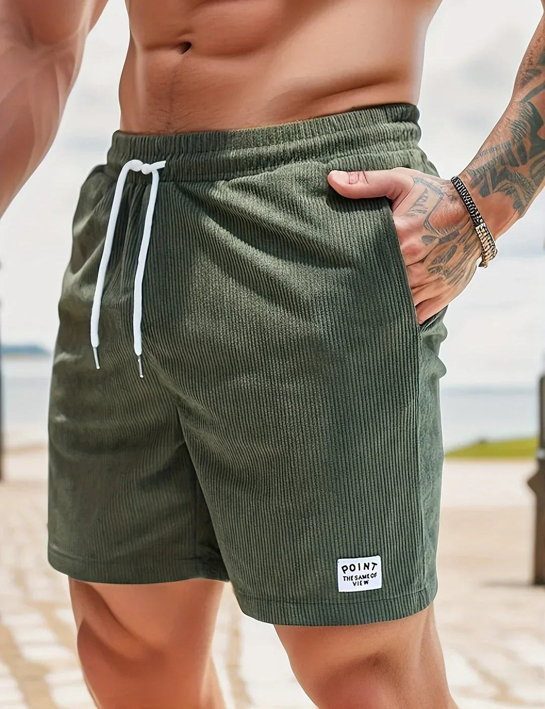 Men's Striped Summer Shorts - Lightweight Breathable Casual Fit 0