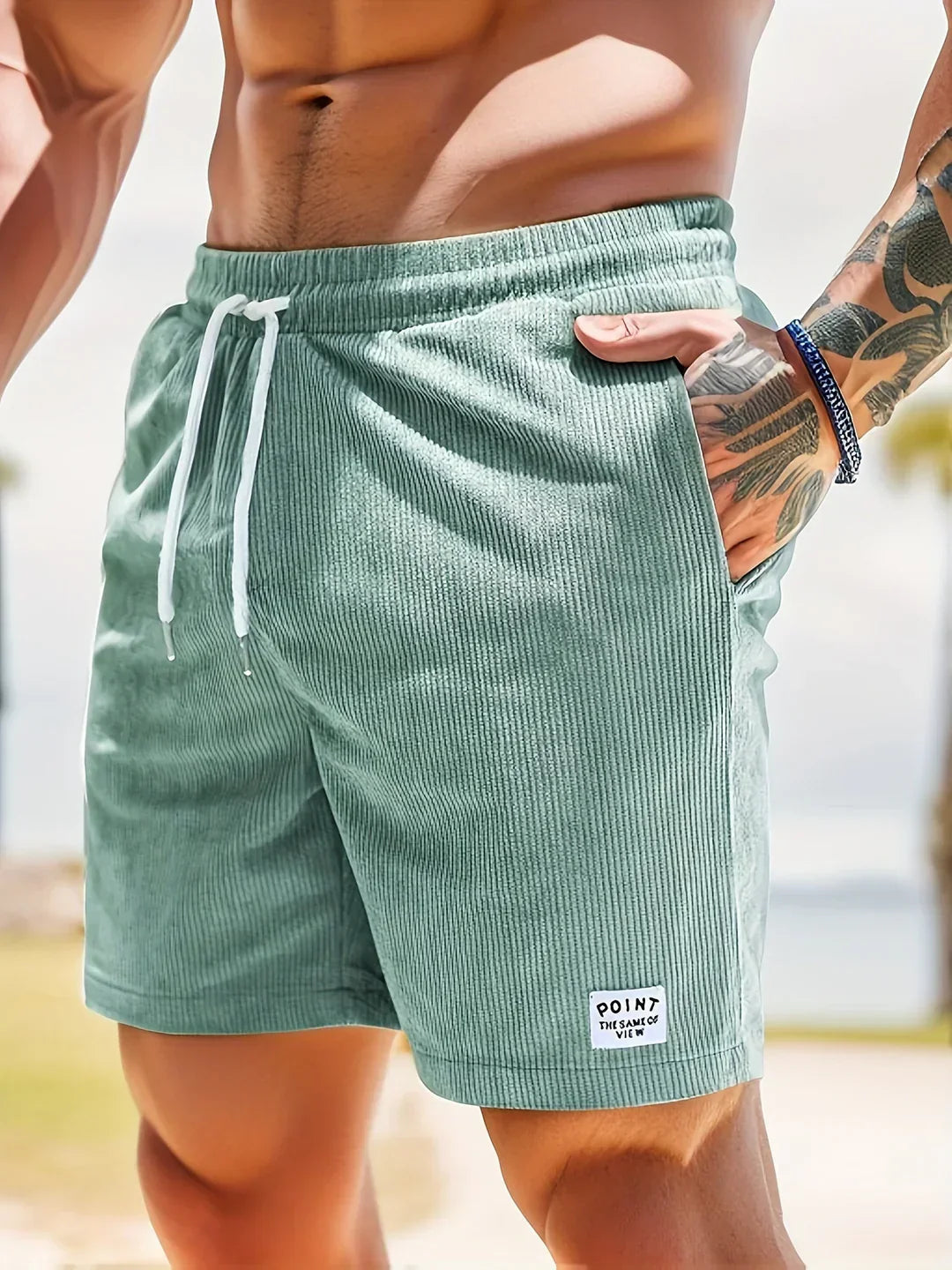 Men's Striped Summer Shorts - Lightweight Breathable Casual Fit 4