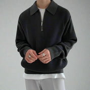 Men's Half Zip Polo Sweater - Soft Knitting Material, Classic Collar, Versatile Style-1