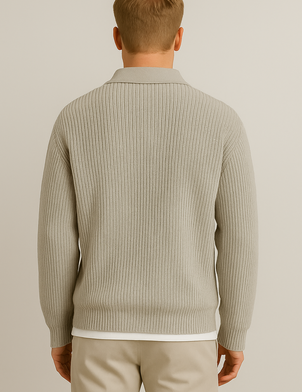 Men's Stylish Half Zip Polo Sweater for Every Occasion-variant-grey-backview