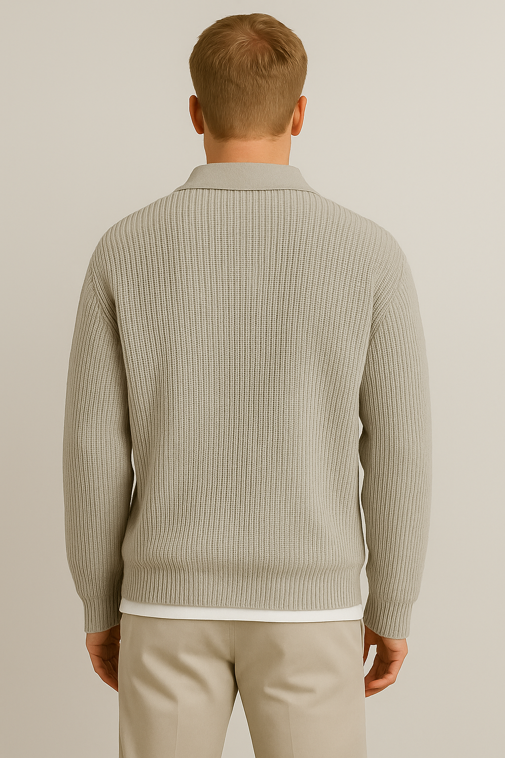 Men's Stylish Half Zip Polo Sweater for Every Occasion-variant-grey-backview