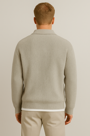 Men's Stylish Half Zip Polo Sweater for Every Occasion-variant-grey-backview